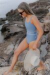 Traje de Baño JUANA, Celeste y Natural